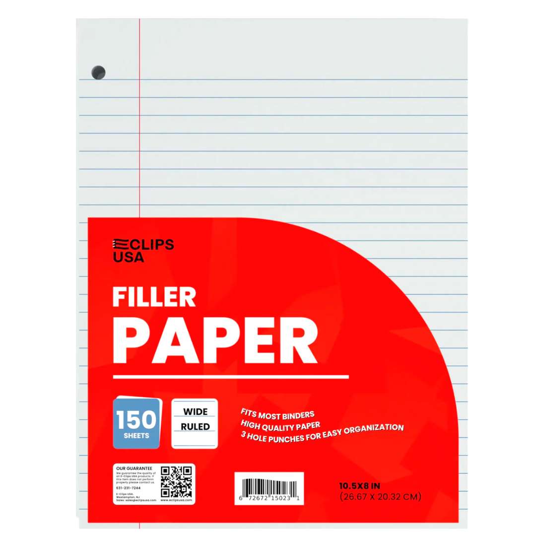 Staples Wide Ruled Filler Paper – 2 Packs, 240 Total Sheets, 3-Hole Punched For Binders - View #3