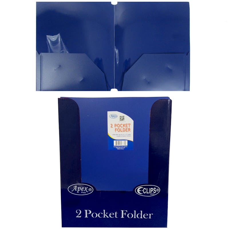 Apex Premium Plastic 2 Pocket Folder - Navy