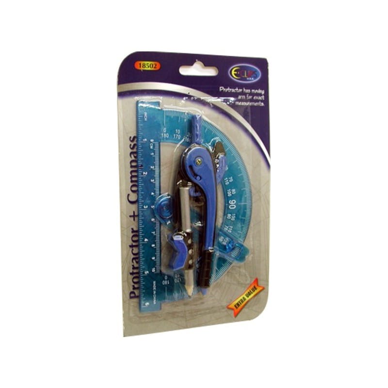 Protractor + Compass - 2 pack - assorted colors