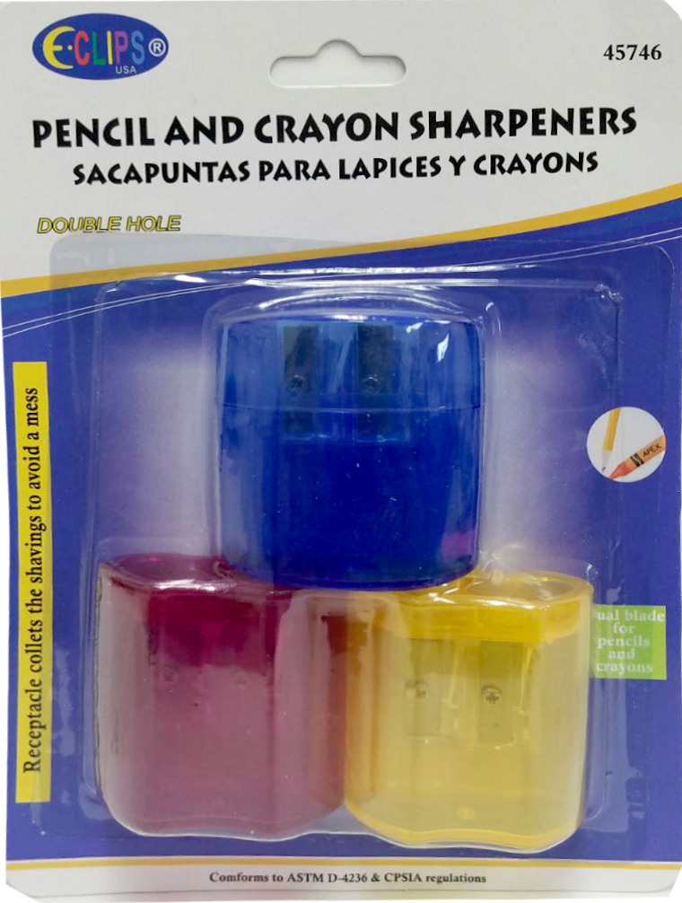 Wholesale Pencil/Crayon Sharpener 3 pack (SKU 1994661) DollarDays