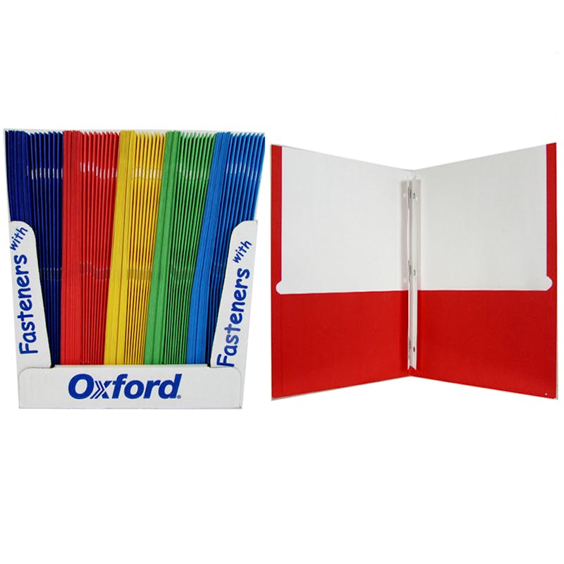 Oxford Paper 2 Pocket Folder - Assorted Colors  3 Prong
