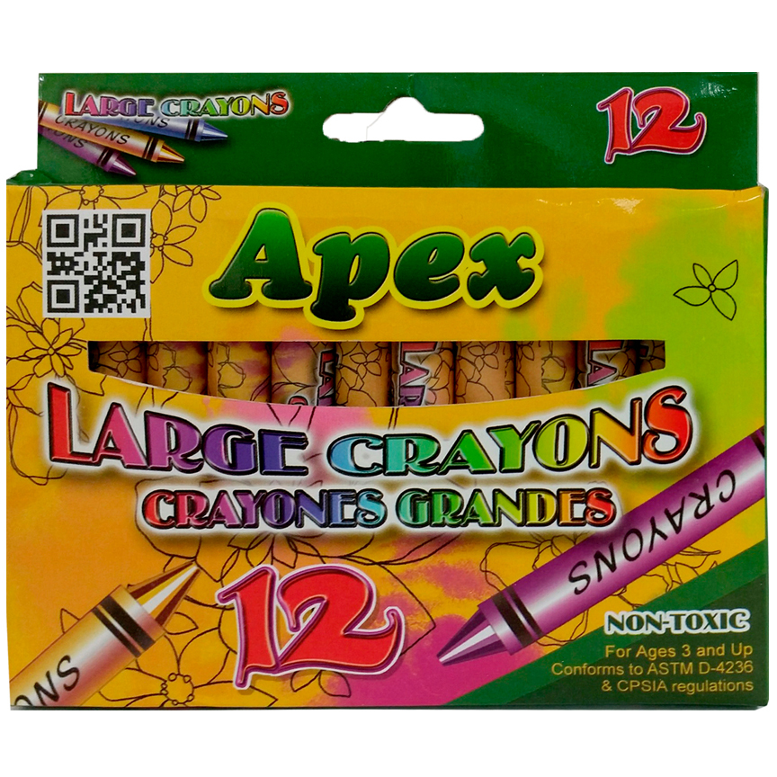 Wholesale Crayons Pack Assorted Colors, Large, 12 Count DollarDays