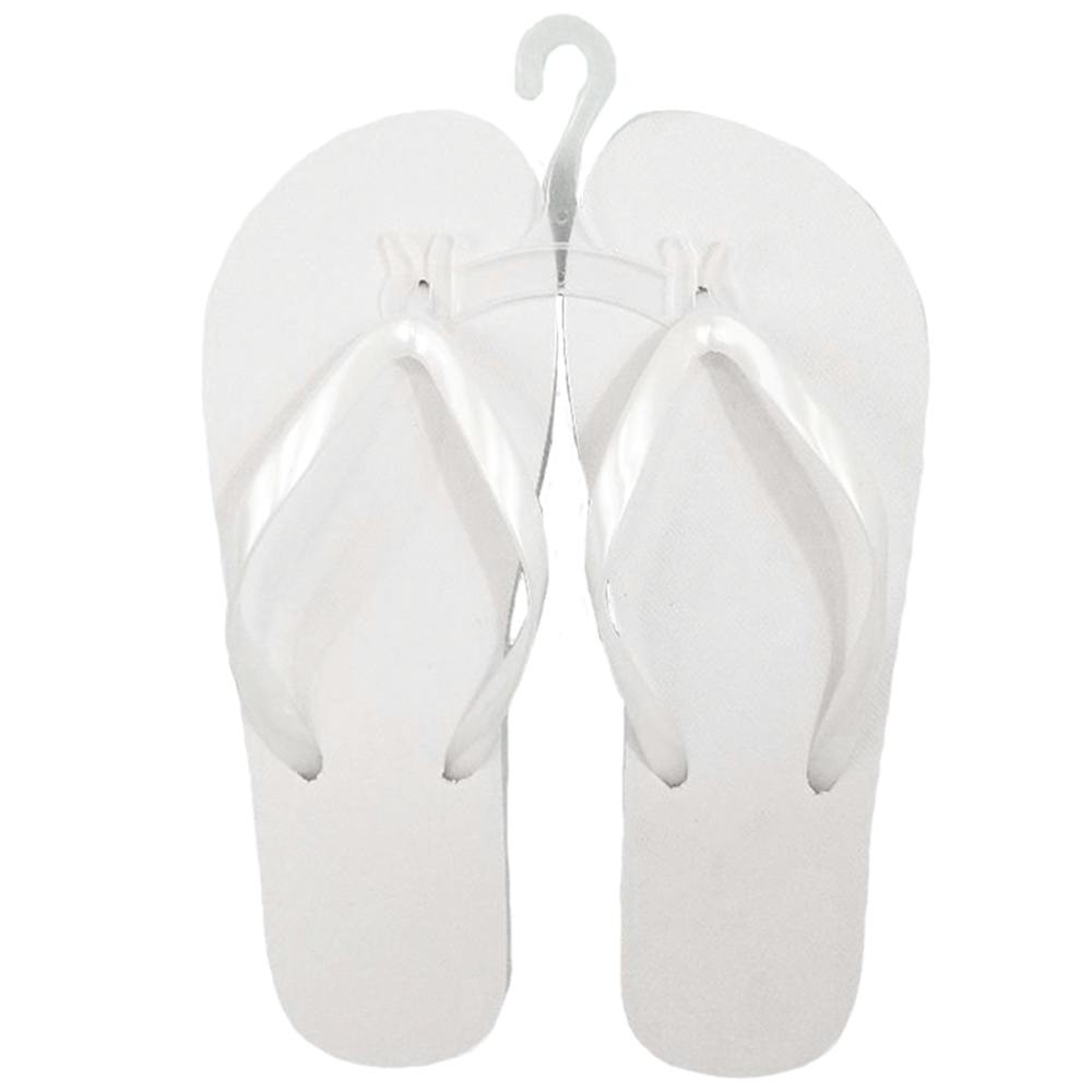 white flat flip flops