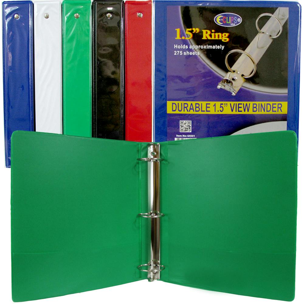 Wholesale 1.5" Hard Cover (PVC Free) 3Ring Binder with 2 Pockets (SKU