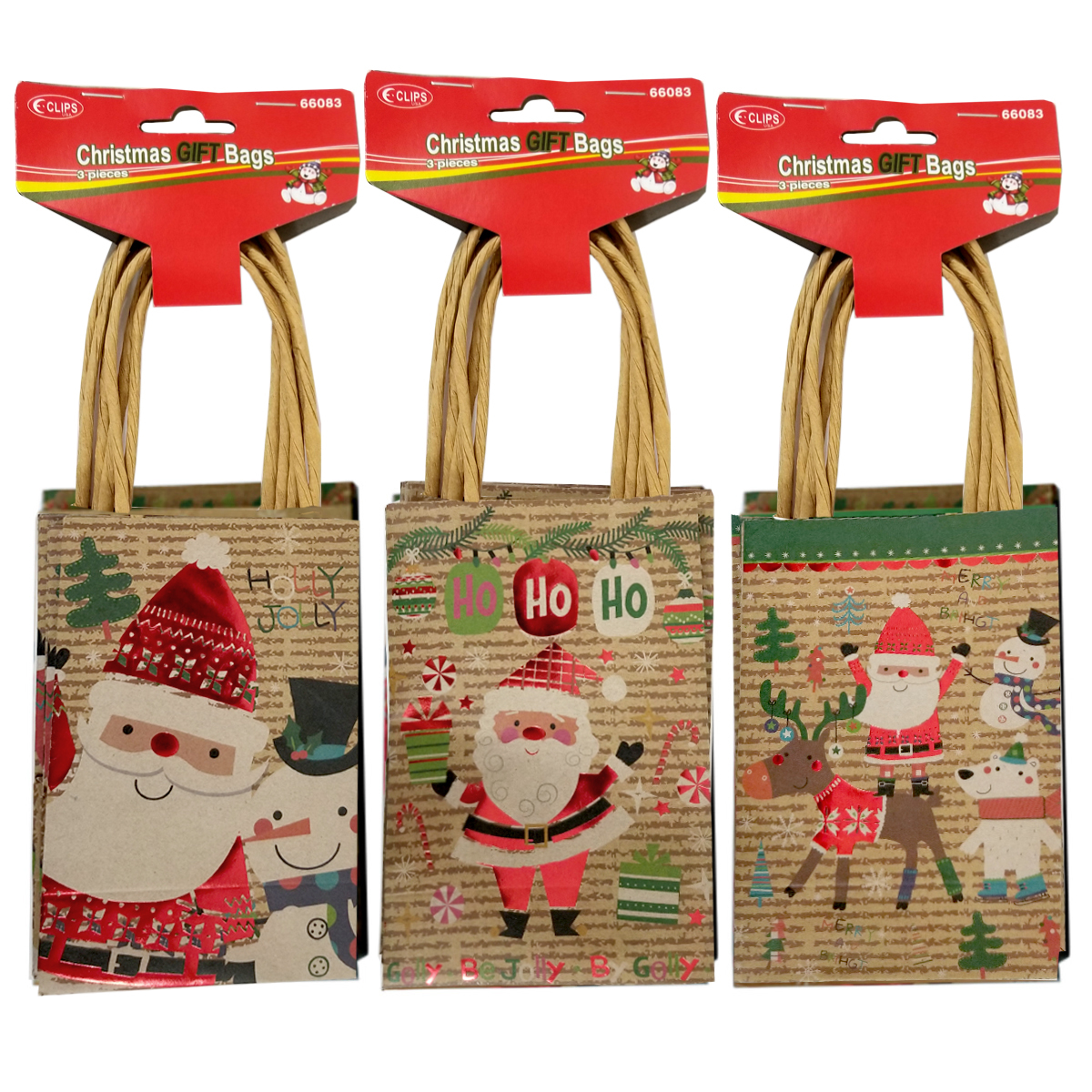assorted sized holiday gift bags