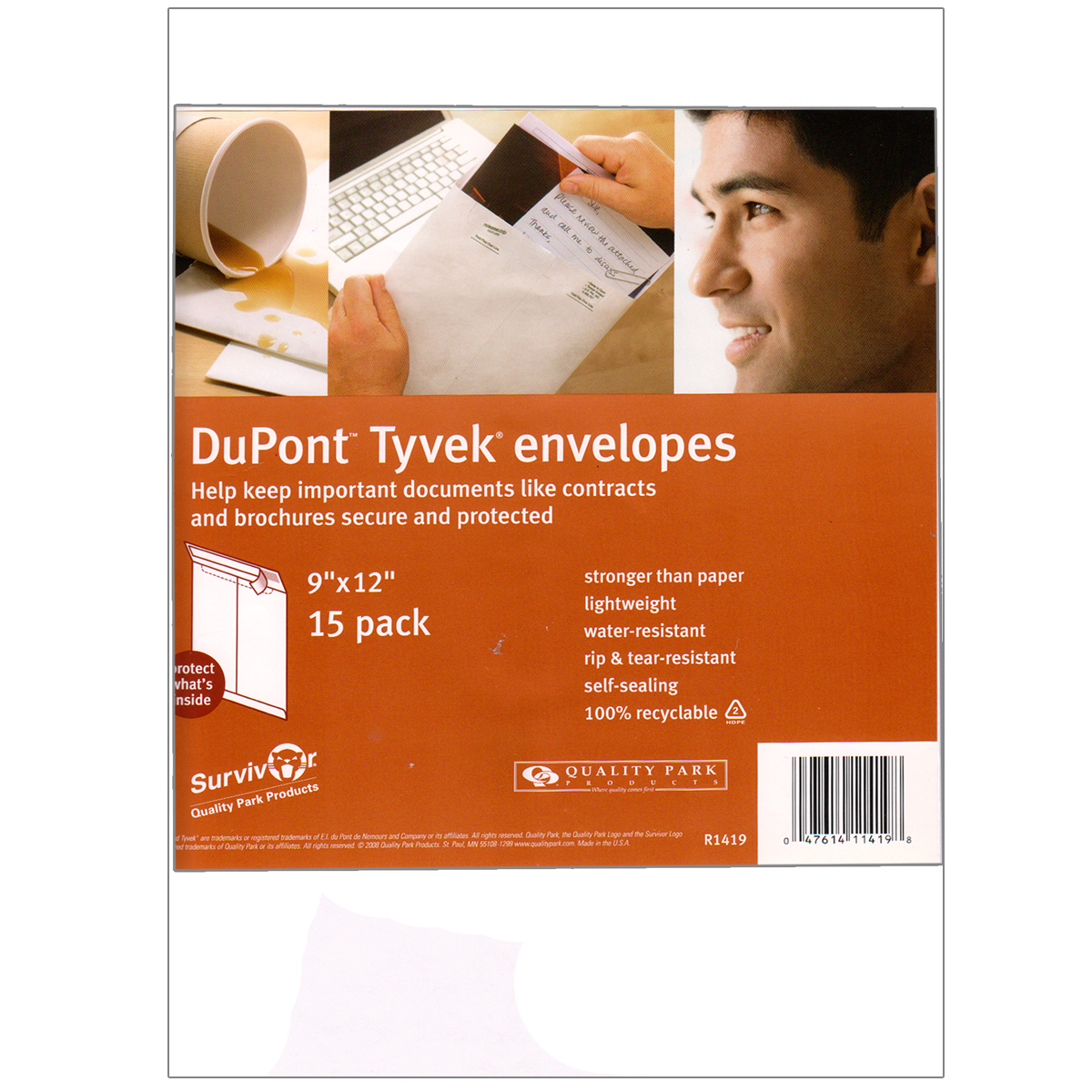 Envelopes Tyvek 9x12/15Pk (ECU R1419)
