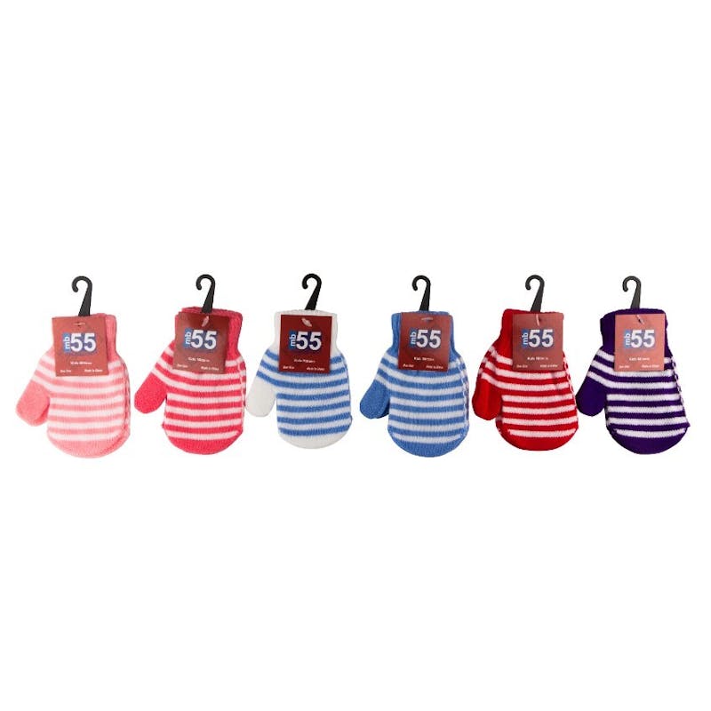Toddlers' Mittens - Striped  Assorted Colors