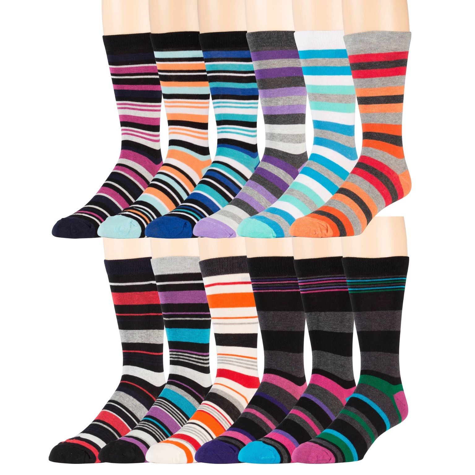 Men's Dress Socks - Assorted Stripes, Size 10-13