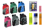 17" Classic Bungee Backpack & High School Supply Kit -15 Pieces
