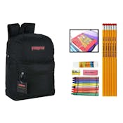 15" Backpack & Elementary School Supply Kit Sets - Black