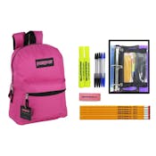 17" Classic Backpack & High School Supply Combos - 15 Piece, Pink
