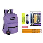 17" Classic Backpacks & High School Supply Kits - 12 Count, 15 Piece, Purple