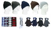 Adult Cuffed Winter Hats, Gloves, & Scarves Combo - 60 Each, Assorted