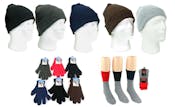 Adult Winter Hats, Gloves, & Socks Combo - 60 Each