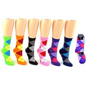 Women's Crew Socks - Argyle Patterns, Size 9-11