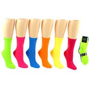 Women's Crew Socks - Solid Neons, Size 9-11