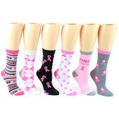 Breast Cancer Awareness Crew Socks - Size 9-11