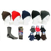 Men's Winter Wear - Knit Hat, Magic Gloves & Wool Socks Combo