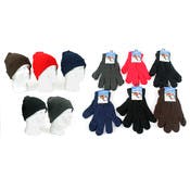 Adults' Winter Hat & Gloves Combos- Assorted Colors, Knit, Magic Stretch