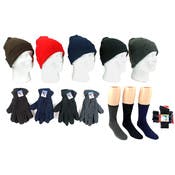 Men's Winter Hats, Gloves & Socks Combo - Assorted Colors, One Size
