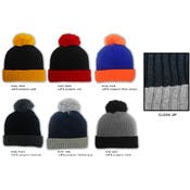 Adult Knit Pom Hats -  Assorted Color Combos, Two-Tone