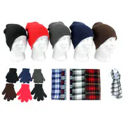 Adult Beanie, Gloves, & Scarf Combo - Assorted