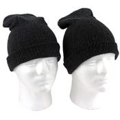 Adult Cuffed Wool Blend Winter Hats - Black, Merino