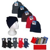 Women's Knit Hats, Fleece Gloves & Fleece Scarves Combo - Assorted Colors