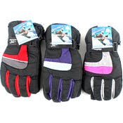 Women's Ski Gloves - Waterproof, Assorted Color Accents