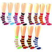 Women's Toe Socks - Striped, Size 9-11