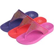 Girls' Flip Flops - Rhinestone Embellishments, Assorted Colors