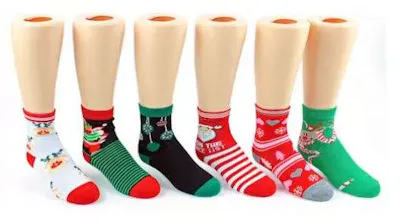 Kids' Crew Socks - Christmas Design, Size 4-6
