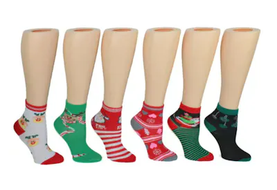Kids' Crew Socks - Christmas Design, Size 6-8