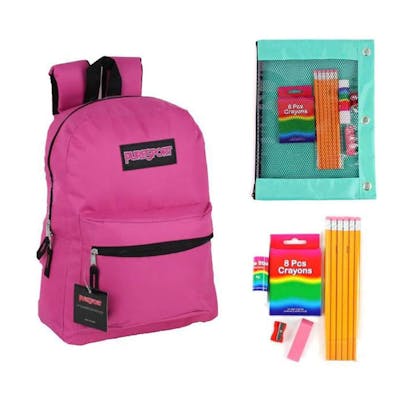 17" Classic Backpack &amp; Elementary Supply Kit - Pink