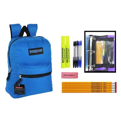 17" Classic Backpack &amp; High School Supply Kit Combo - 15 Piece, Blue