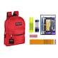 17" Classic Backpack & High School Supply Kit Combos - 12 Kits, 15 Pieces, Red