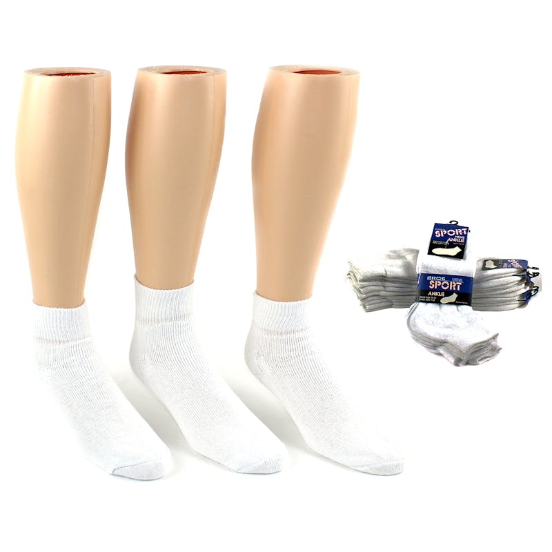 Men's Ankle Socks - White  10-13  3 Pair