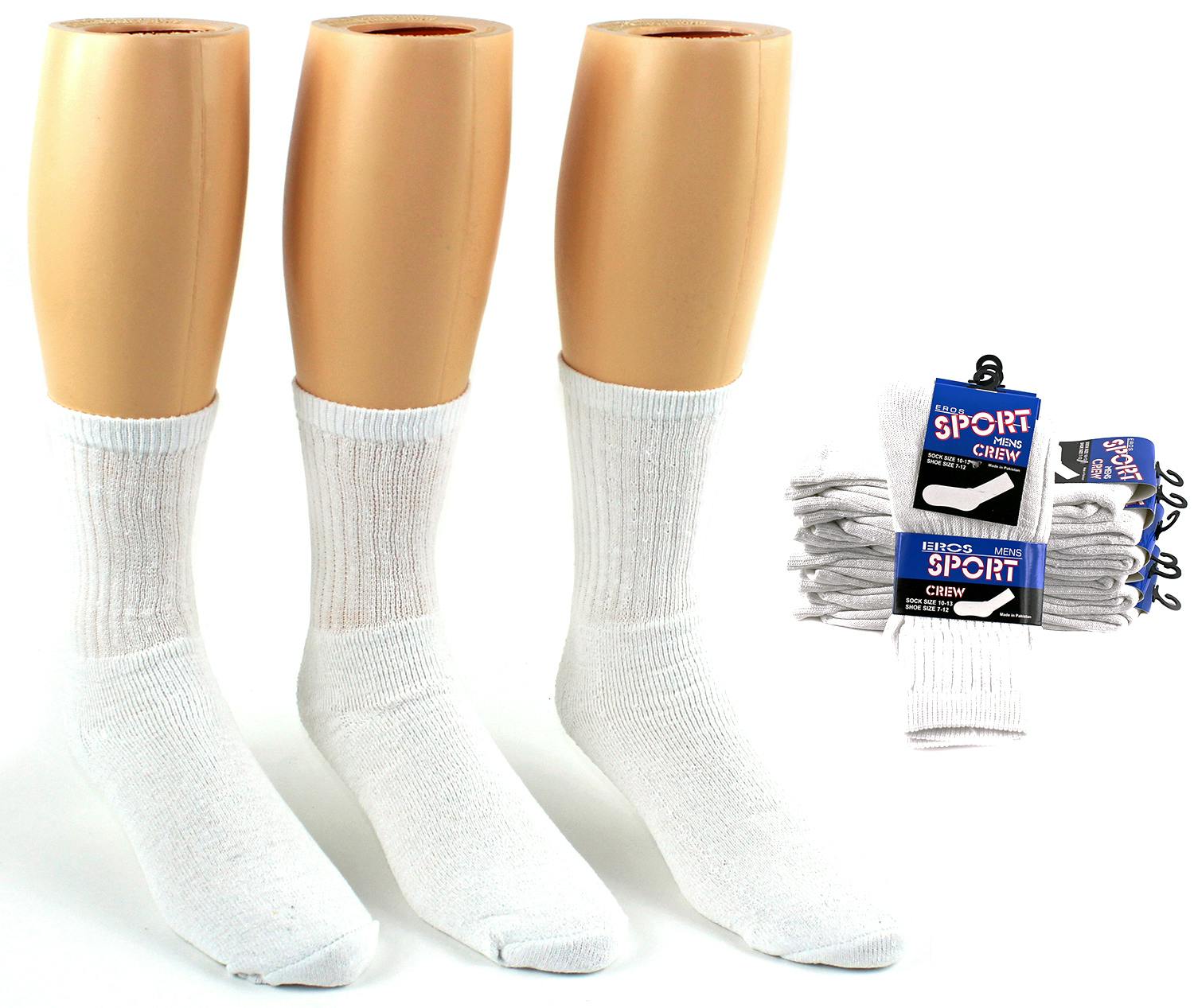 Wholesale Mens White Crew Socks Size 10 13 Sku 54095 Dollardays