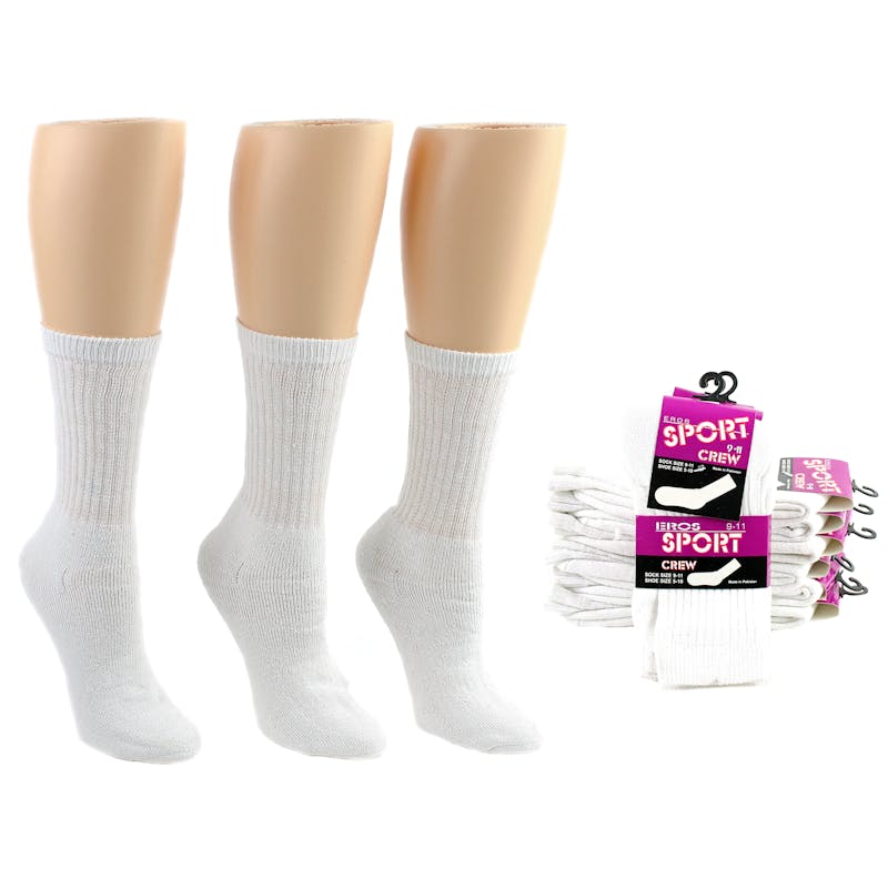 Women's White Crew Socks Size 9-11