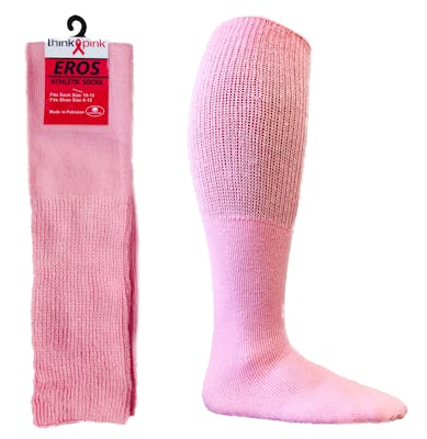 Adult Athletic Socks - Pink, Breast Cancer Awareness, Size 10-13