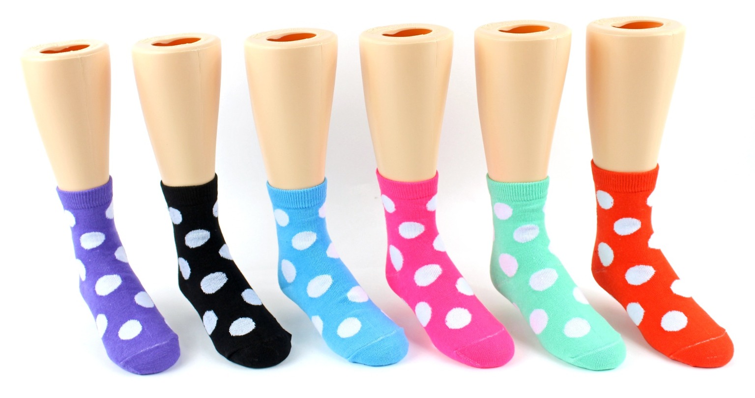 Wholesale Toddler's Novelty Polka Dot Print Crew Socks DollarDays