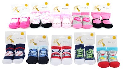 Baby Boys' Socks - Assorted Graphic Designs, 12-24M