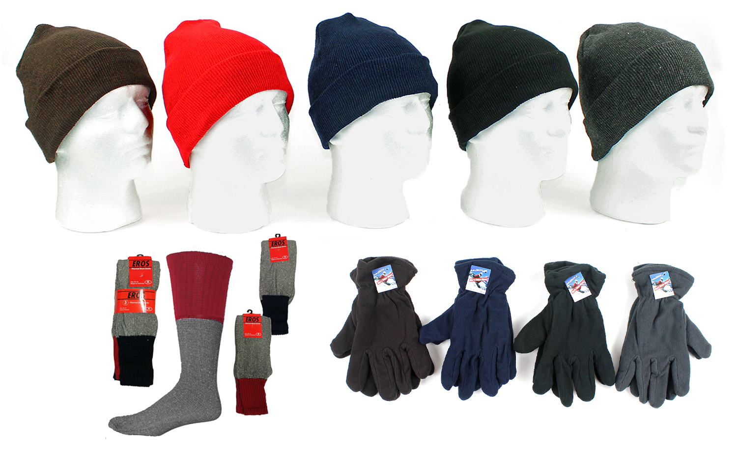 Wholesale Men's Winter Hat, Gloves Thermal Socks Combo (SKU 1930947