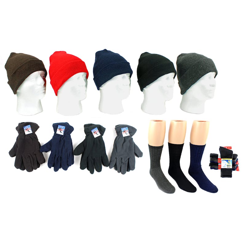 Men's Winter Hats  Gloves & Wool Blend Socks Combo