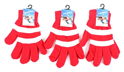 Adult Winter Gloves - Red &amp; White, Magic Stretch
