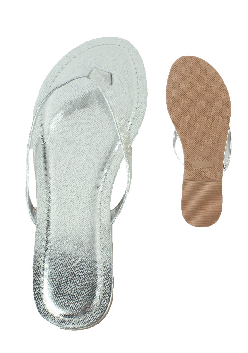 Wholesale Women's Wedge Flip Flops - 5/6-11, Metallic - DollarDays