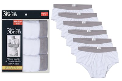 Boys' White Briefs - Medium, Size 6-8, 3 Pack
