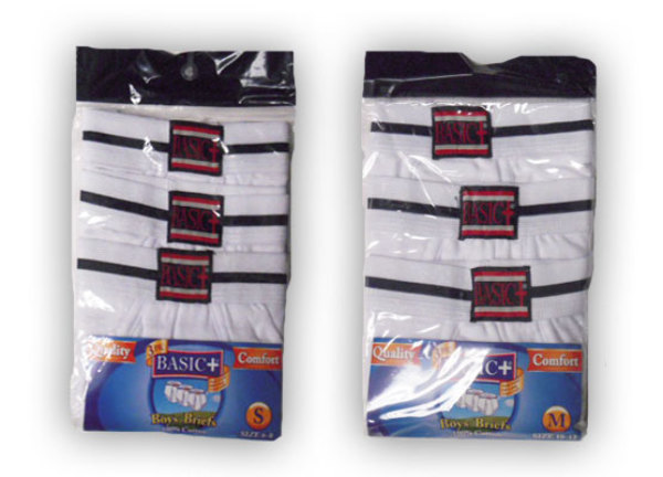 Boys' White Briefs - Sizes S-XL  3-Pack