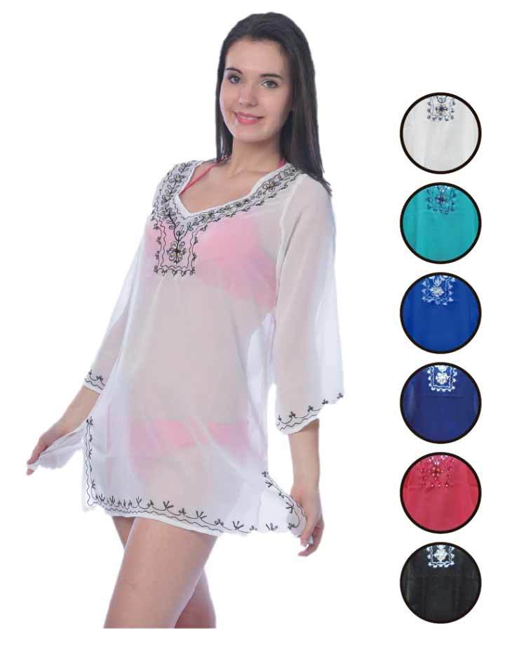 Wholesale Women's Chiffon CoverUps with Accent Stitching (SKU 2274790) DollarDays