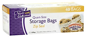 Nicole Home Collection Slide Freezer Storage Bag Quart Size per Box 12 Pieces